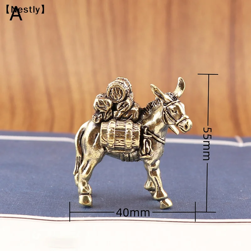 Solid Brass Donkey Small Ornament Antique Copper Animal Equus Asinus Miniature Figurines Home Desktop Decoration Access〔Nest〕 view 4