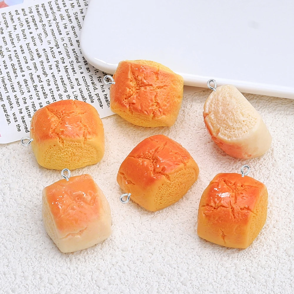 5PCS Shiny Roasted Mantou Series Flat Back Charms For Earrings Bracelet Hairpin DIY Jewelry Pendants Decoration Accessories