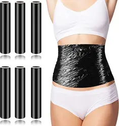 6 Rolls 60Meters Black Osmotic Plastic Body Slimming Wrap Workout&Sweat Enhancer Stomach Reduces Cellulite Massage Accessories