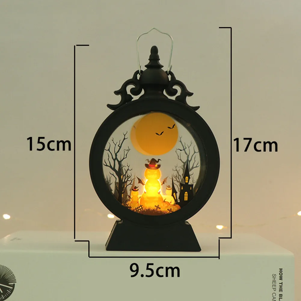 Halloween Decoraties Heks Pompoen Retro Ronde Led Lamp Draagbare Hangende Ornamenten Nachtlampje Feest Rekwisieten