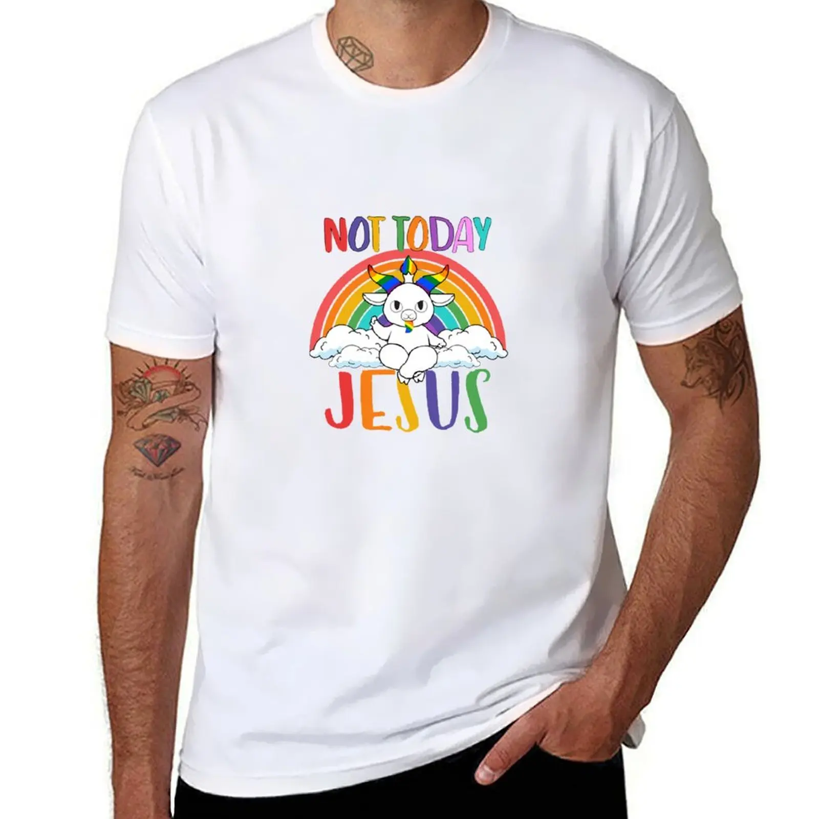 not today jesus T-Shirt cotton t shirts man 100% t shirts for man graphic tees T-Shirt