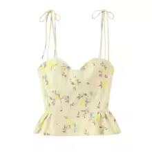 Going Out Tops for Women Floral Print Backless Corset - Yellow 1