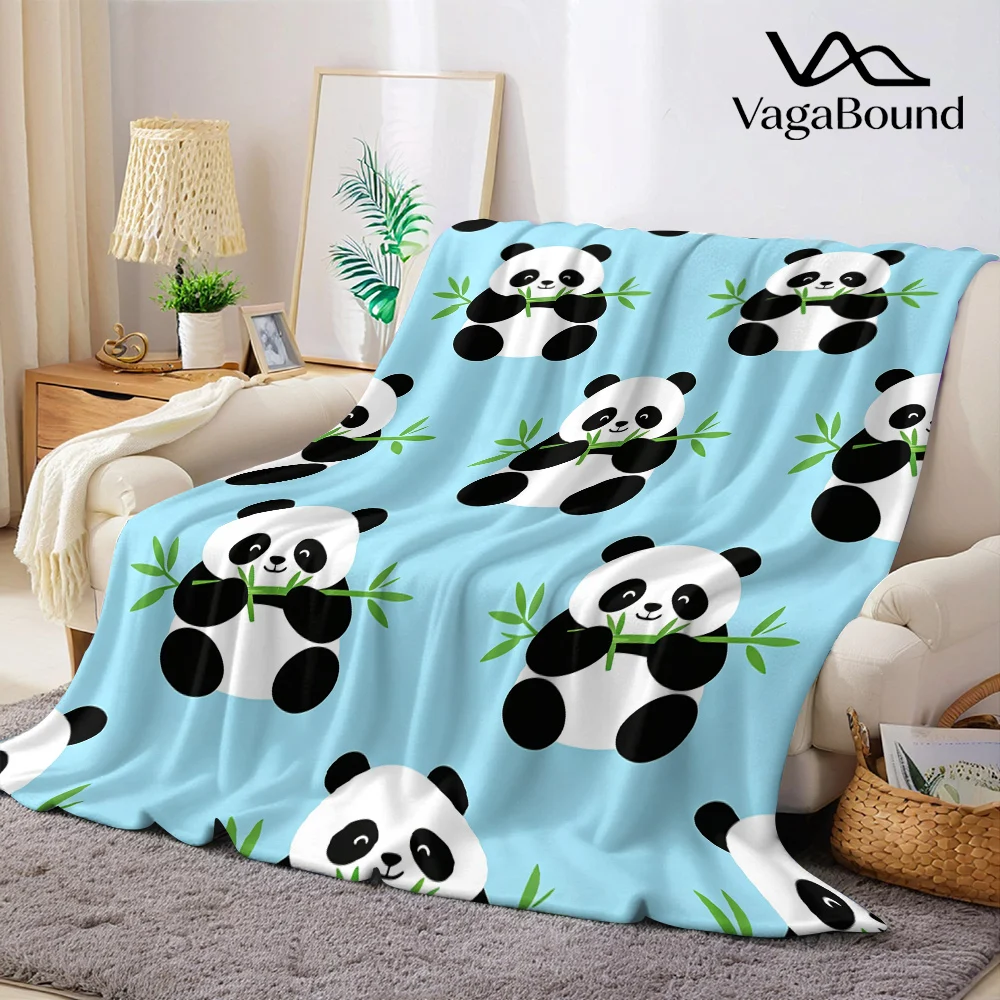 Cute Giant Panda Bamboo Flannel Blanket Warm Soft Halloween Christmas All-Season Couch Decorative Cozy Warm Gift