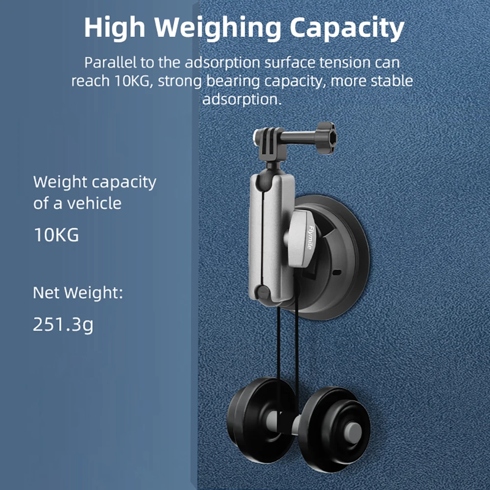 ถ้วยดูดติดรถยนต์สำหรับ DJI Action 5 pro/gopro HERO 13 12 11 10 9/Pocket 3อุปกรณ์ติดกล้องที่ค้ำปรับได้