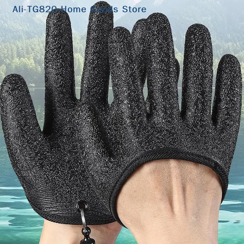 [TG820]Quick Wear Fishing Gloves Waterproof Anti Slip Puncture Resistant With Carabiner For Fishing Hiking Kayaking