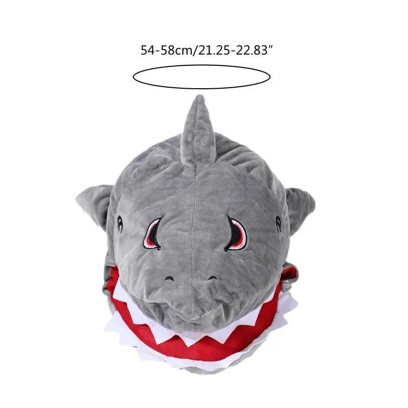 652f漫画ヘッドギアノベルティプラッシュグレーサメの形状帽子ヘッドギアキャップ屋外アクティビティ犬ウォーキングスノーボード