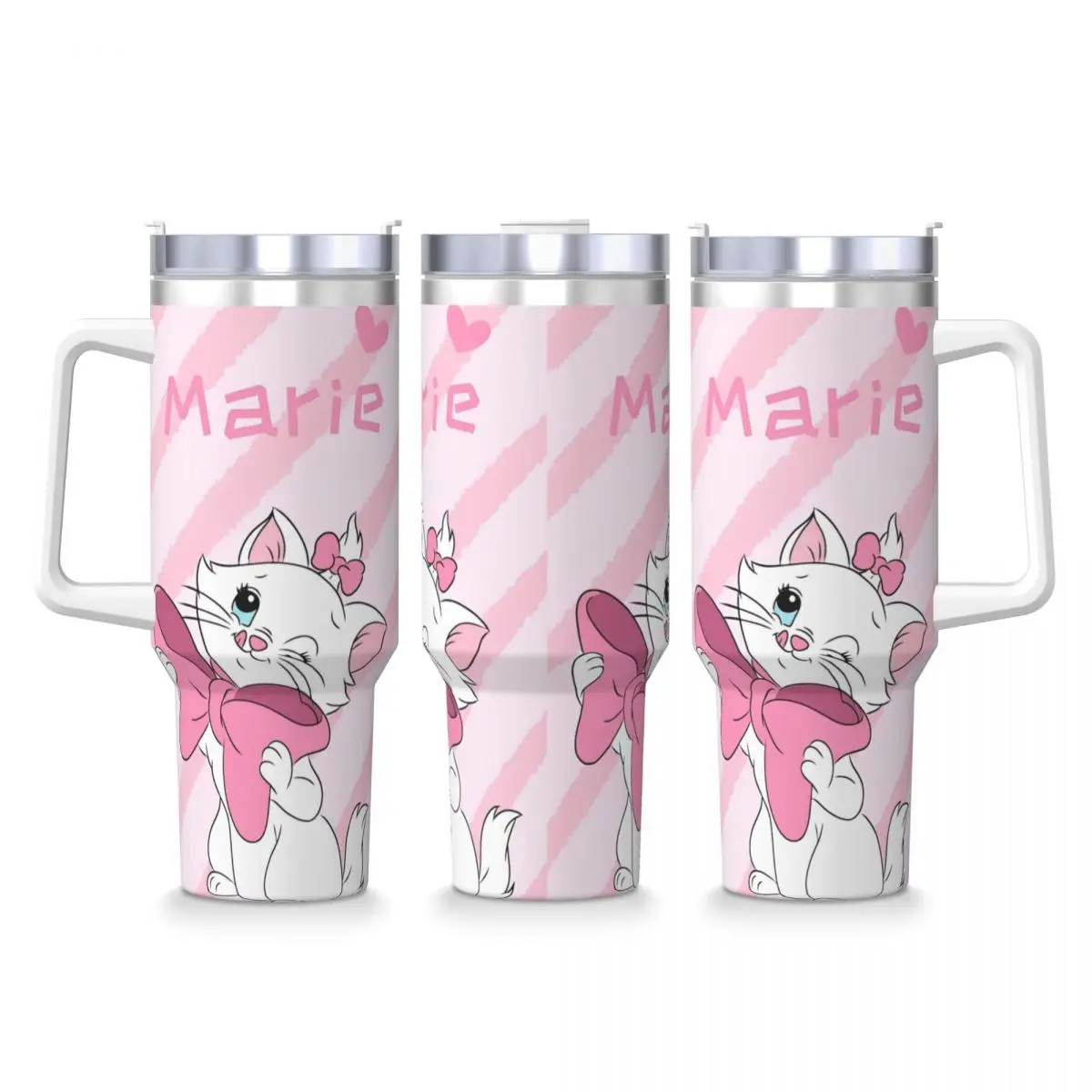 Stainless Steel Tumbler Cartoon Pink Marie Cat Coffee Mug Kawaii Keep Heat Hot Drinks Mugs Cup Travelist Design Water Bottle