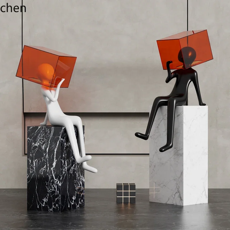 YFY  Thought Cage Figure  Sculpture Modern Art  Model Room Study Sales Office Living Room  Ornament