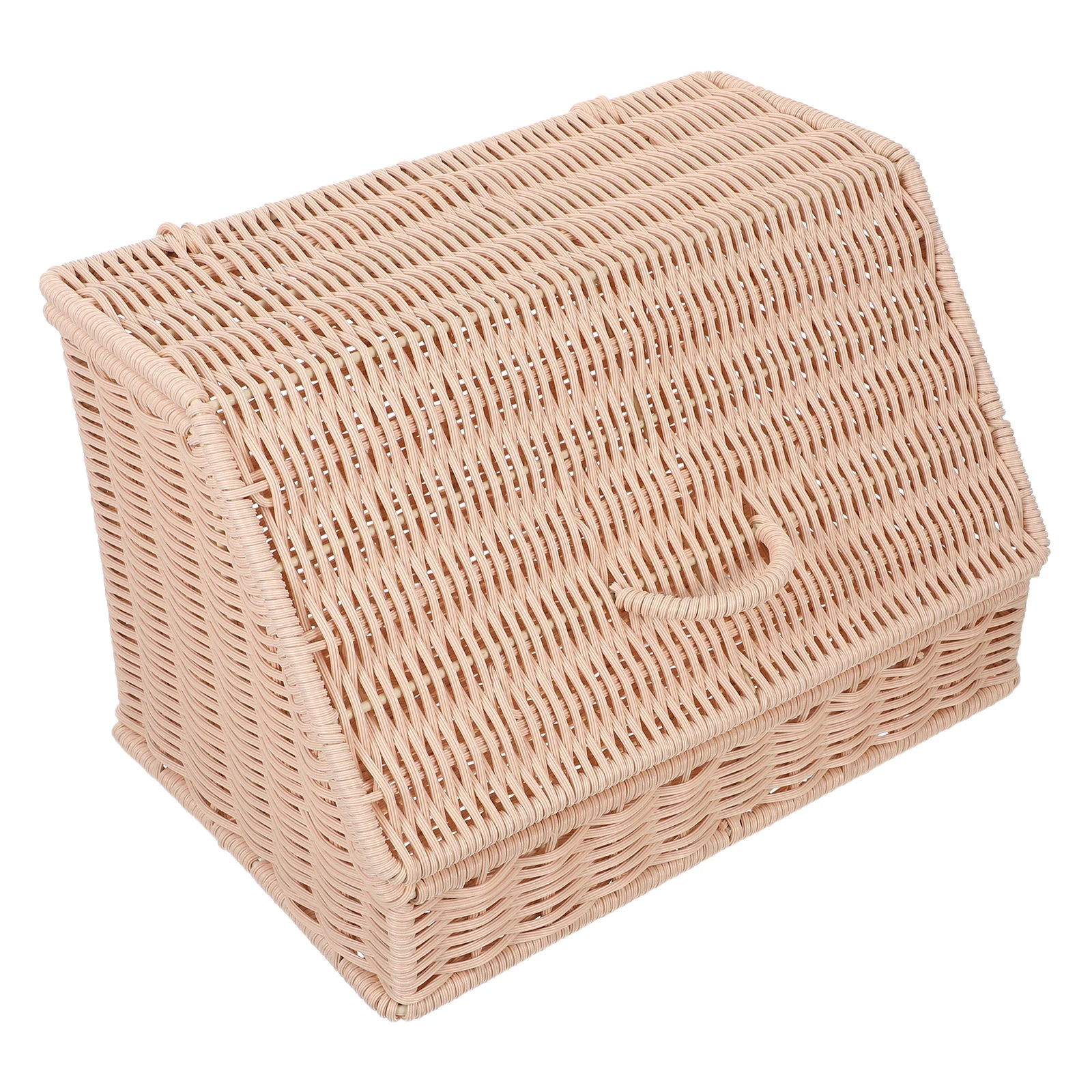 

Round Rattan Snack Storage Box Hand-Woven Basket With Lid For Bread Food Organizer Kitchen Pantry Household Countertop