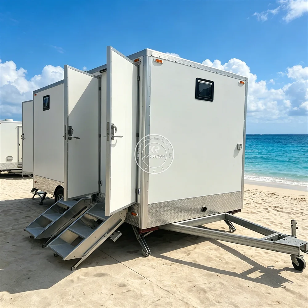 Custom Portable Toilet Trailer Mobile Restroom Public Area Use Bathroom Trailer Multi Stall Design for Public Area Use
