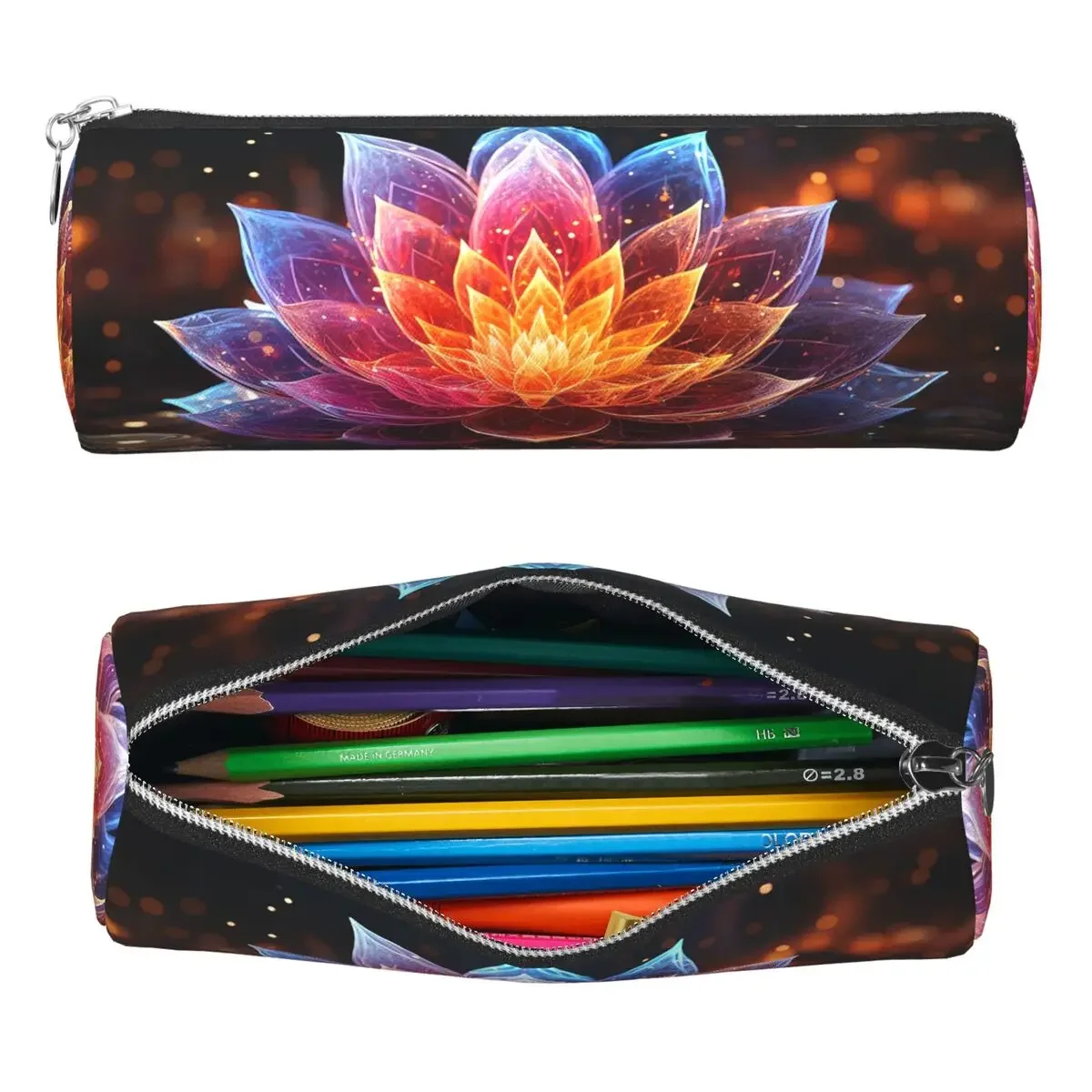 Vibrant For Lotus Flower Pencil Case Pencil Pouch Cylinder Pen Box Pencil Bag for Boy Girl School