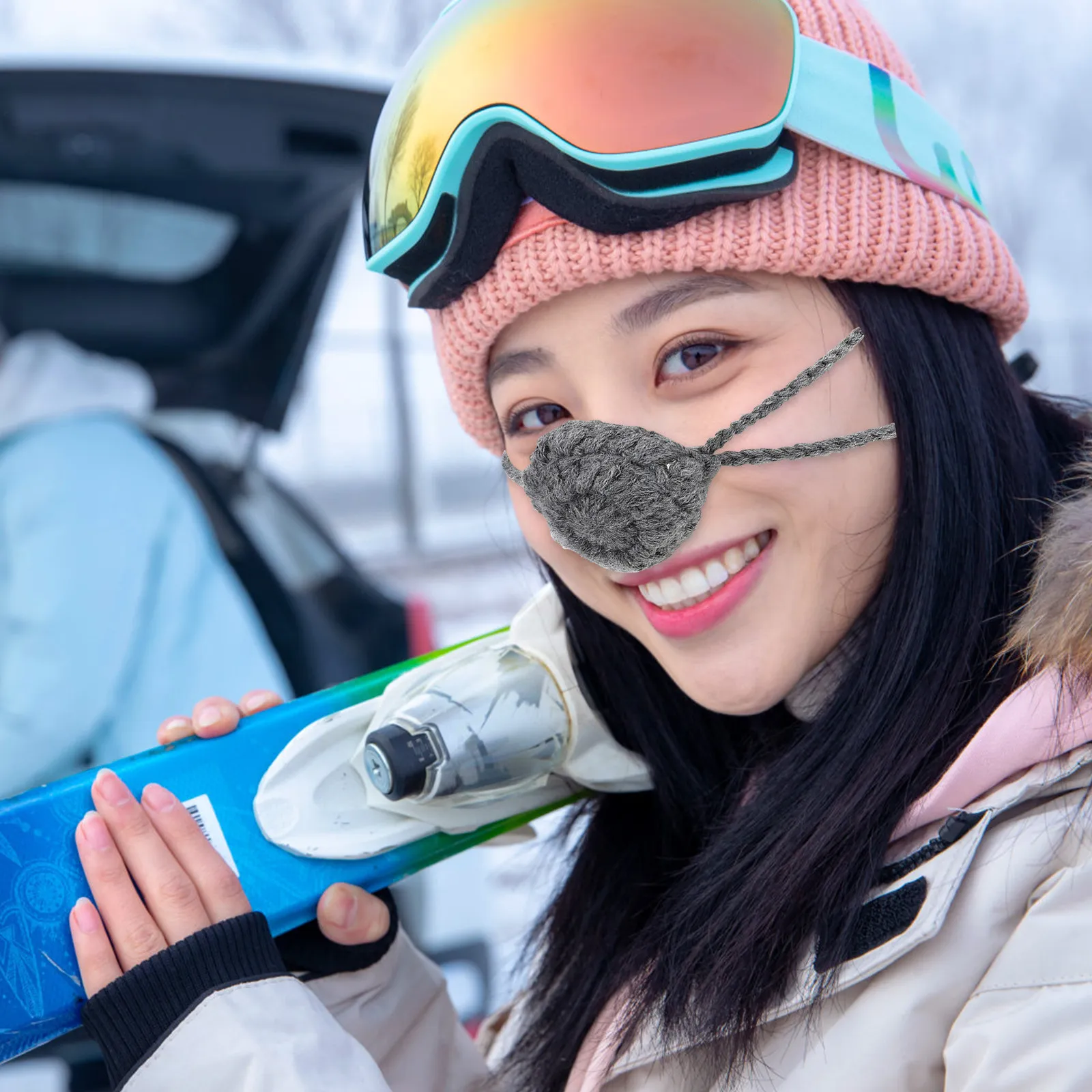 

Hand Woven Wool Nose Warmer Breathable Unisex Cold Weather Protection Mask for Skiing Snowboarding Motorcycling Running Hiking