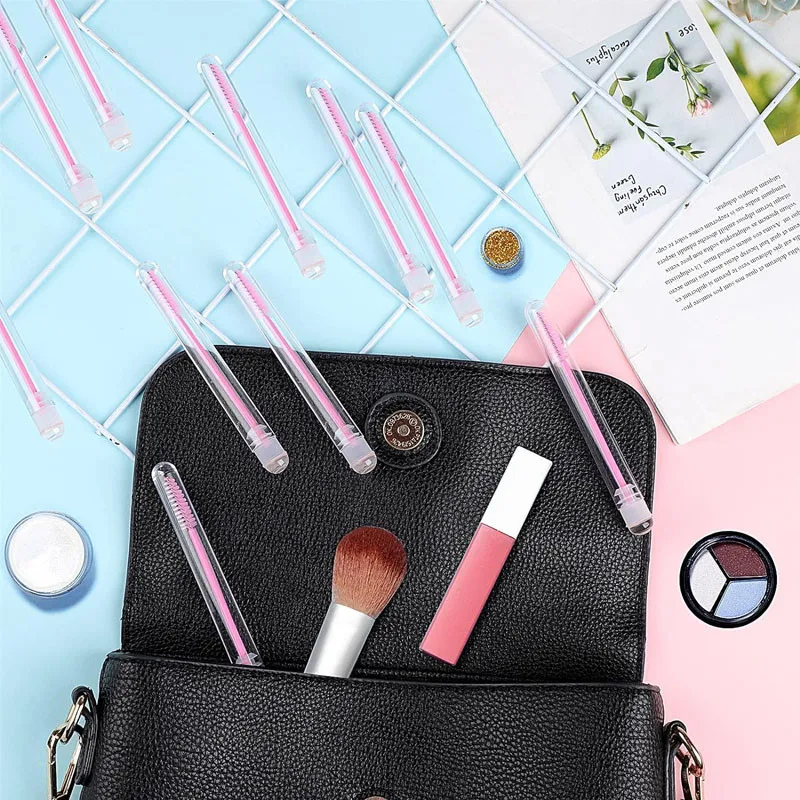 20/5pcs Eyelash Mascara Wands with Tube Sparking Lash Spoolie Brush in Container Disposable Eyebrow Applicator Makeup Brushes