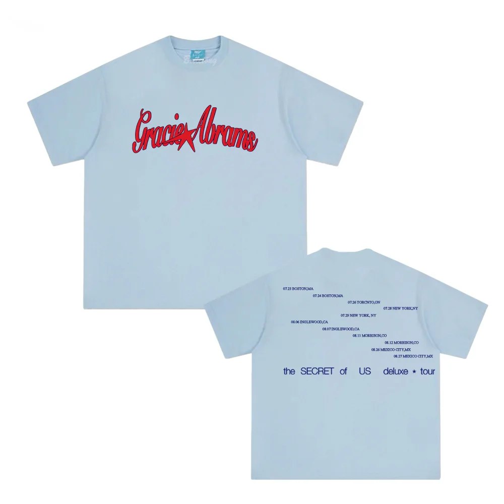 TSOU ديلوكس هيذر رمادي ستار تي شيرت جرايسي أبرامز المغني نفس النمط تي شيرت 100% قطن رقبة مستديرة Camisetas الصيف جودة عالية #3