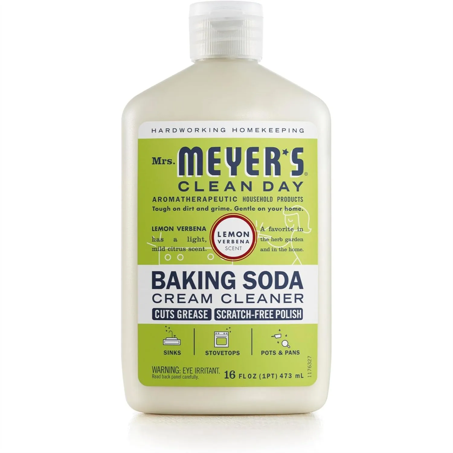 Baking Soda Cream Cleaner Cuts Grease with Scratch-Free Polish, Lemon Verbena Scent for Kitchen Sinks and Stovetops, 16 Fl Oz
