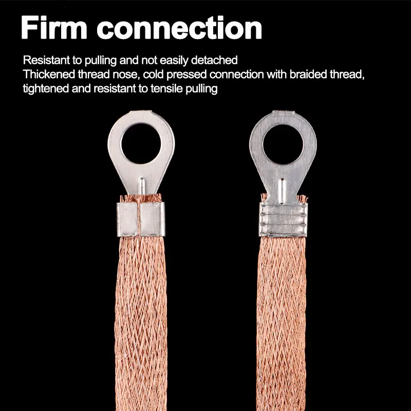 10-100pcs Grounding Lead Wire 200/250/300mm Copper Clad Aluminum Braid Wire 8mm Hole Bridge Ground Span Cable 2.5/4/6 Square mm
