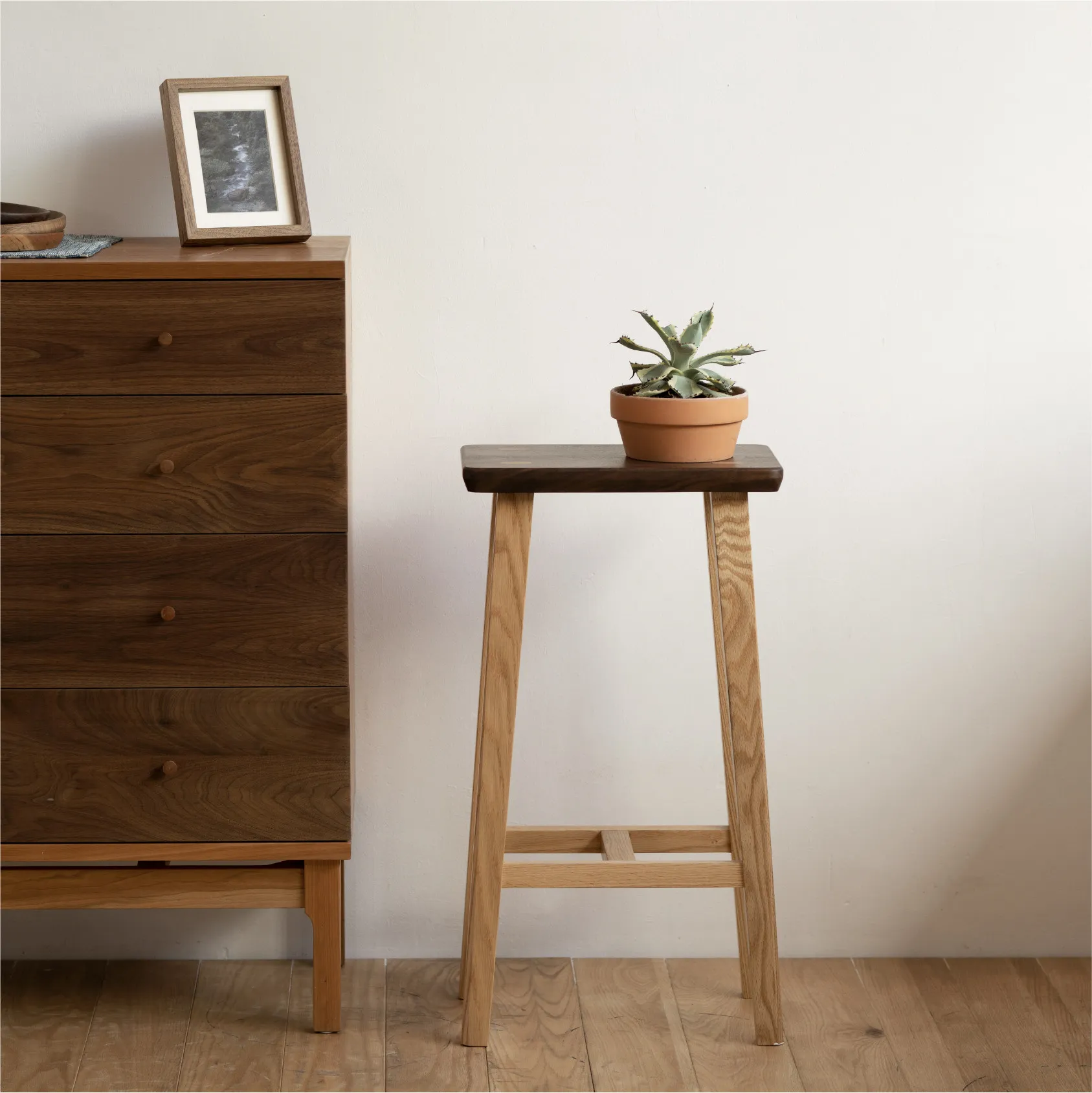 #for YJ Minimalist Modern Solid Wood Bar Stool Dual-Height Footstool Home Use Construction Red Oak Black Walnut Model YJ005