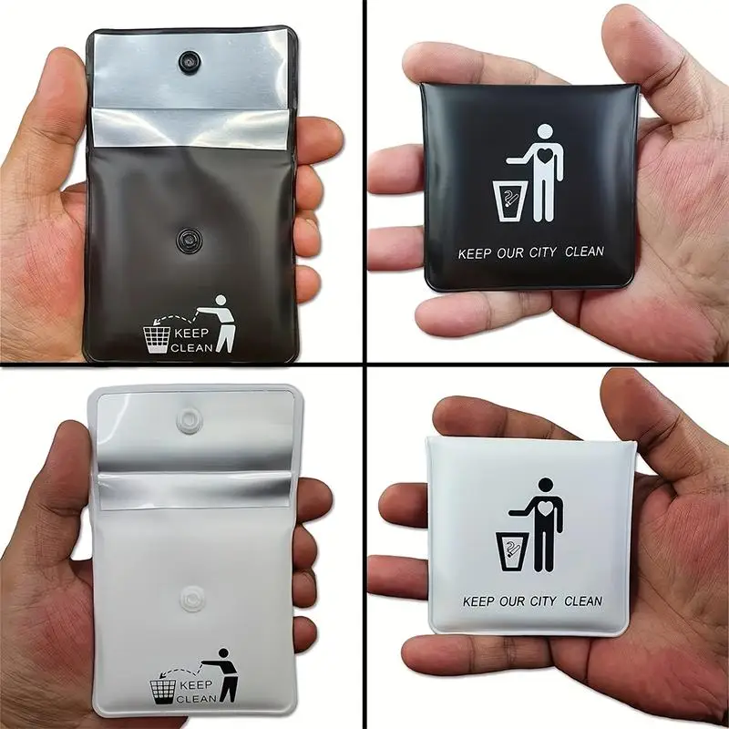 Outdoor Leak-Proof Mini Butt Disposal Bag EVA Portable Ashtray Bags Pocket Ashtrays, Flame-Retardant Smell Proof Ashtray Pouch,