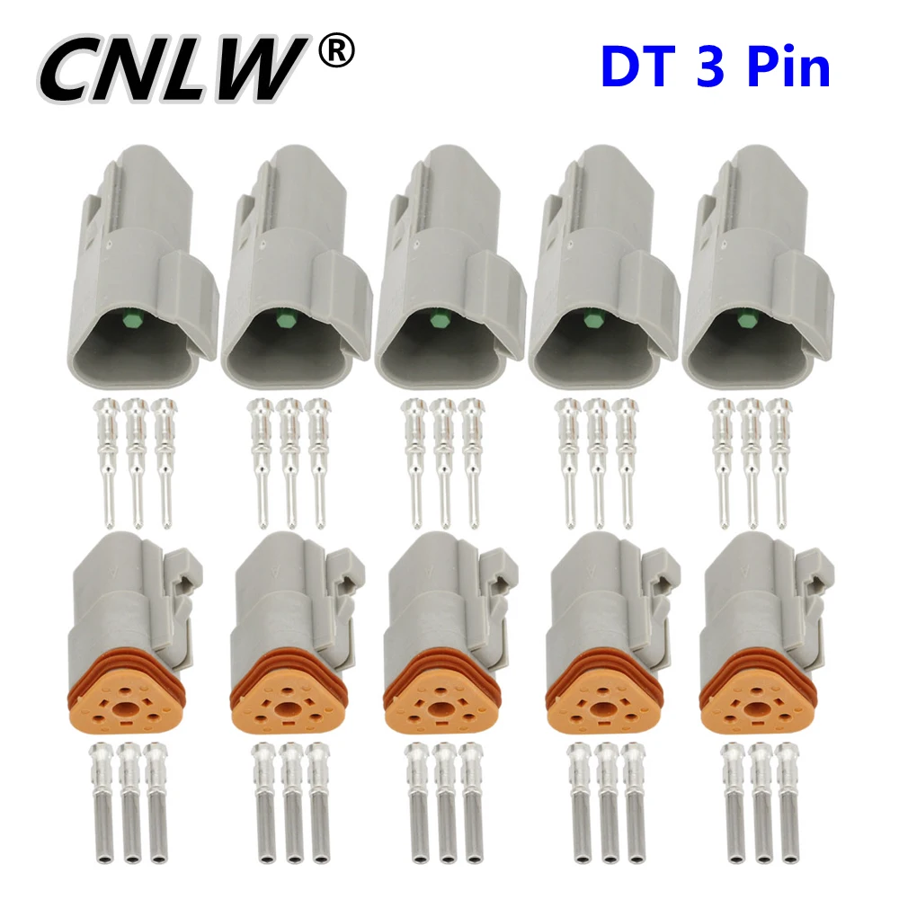 

5 Sets 3 Pin DJ3031Y-1.6-11/21 DT Connectors DT04-3P/DT06-3S Automobile waterproof wire electrical connector plug 22-16AWG