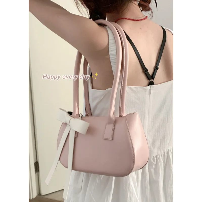 

1 Piece Fashion Elegant Exquisite Shoulder Bag for Women 2025 Chic Bow Student Girl Outdoor Contrasting Earphone Shoulder Bag