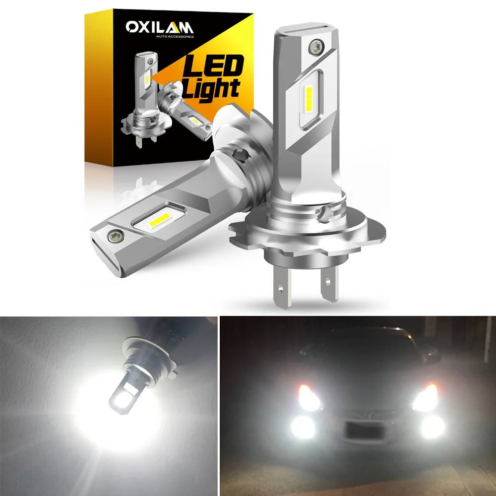 OXILAM 2Pcs H7 LED Lights Canbus No Error Mini Head Lamp Wireless Headlight Bulbs for VW Golf 6 MK7 Passat B6 B5 Polo MK6 Caddy