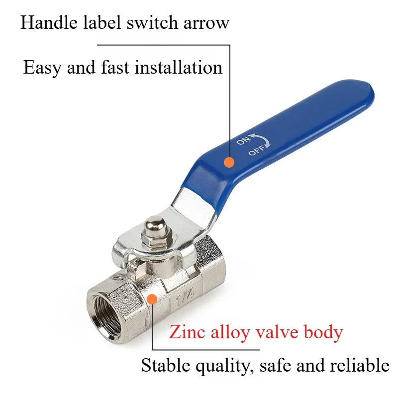 Straight through zinc alloy large capacity internal spiral ball valve  1/4