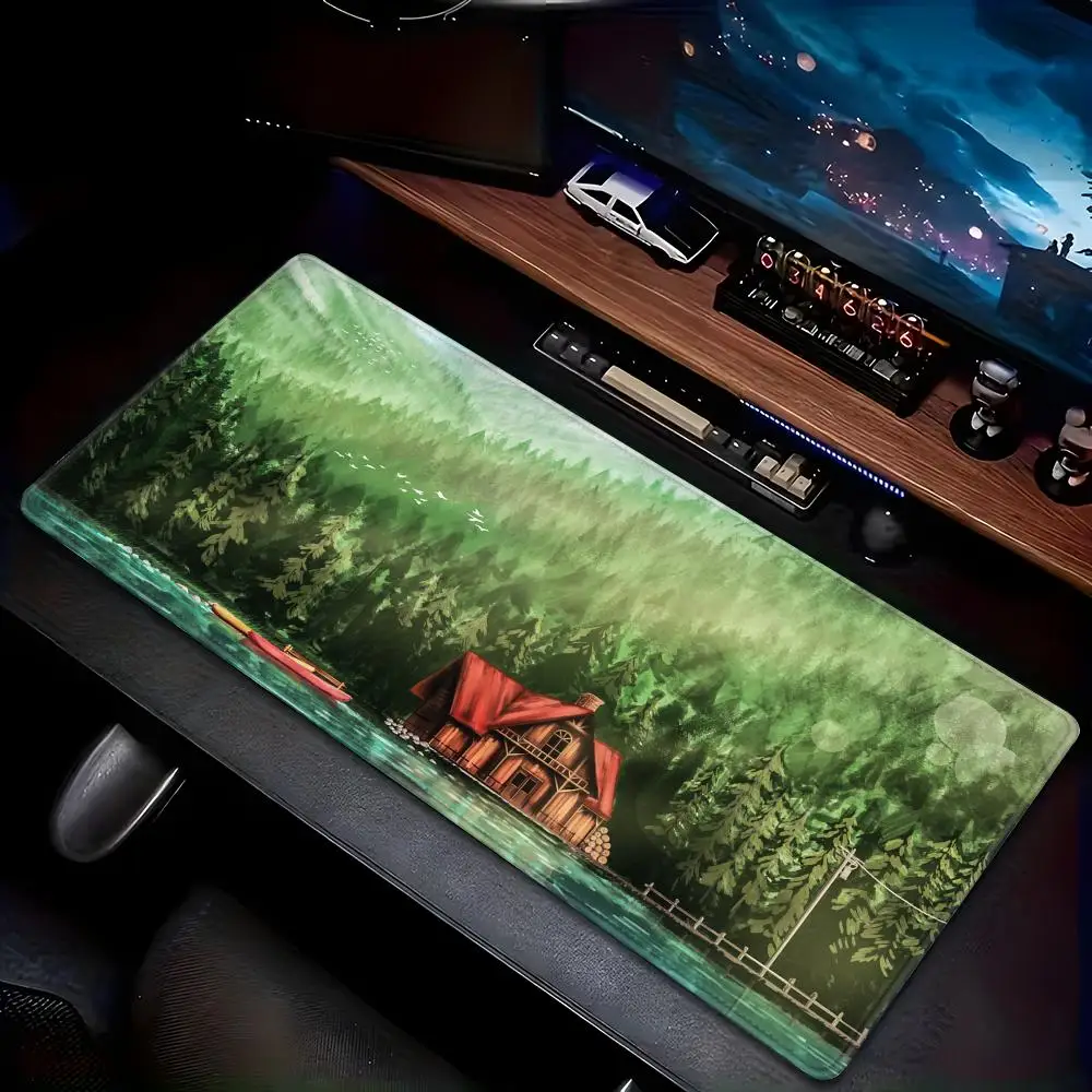 

Коврик для мыши XXL HYBXAXC с пейзажем сельской местности, горами и закатом, мультяшный дизайн, нескользящий коврик для компьютерного стола