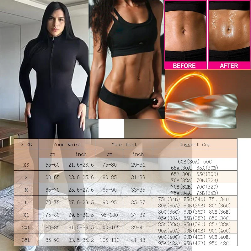 بدلة ساونا MrifDila بدلة رياضية كاملة بسحّاب بدلة قفز للتعرق الساخن بأكمام طويلة وسراويل سفلية للتعرق على شكل بدلة للجسم