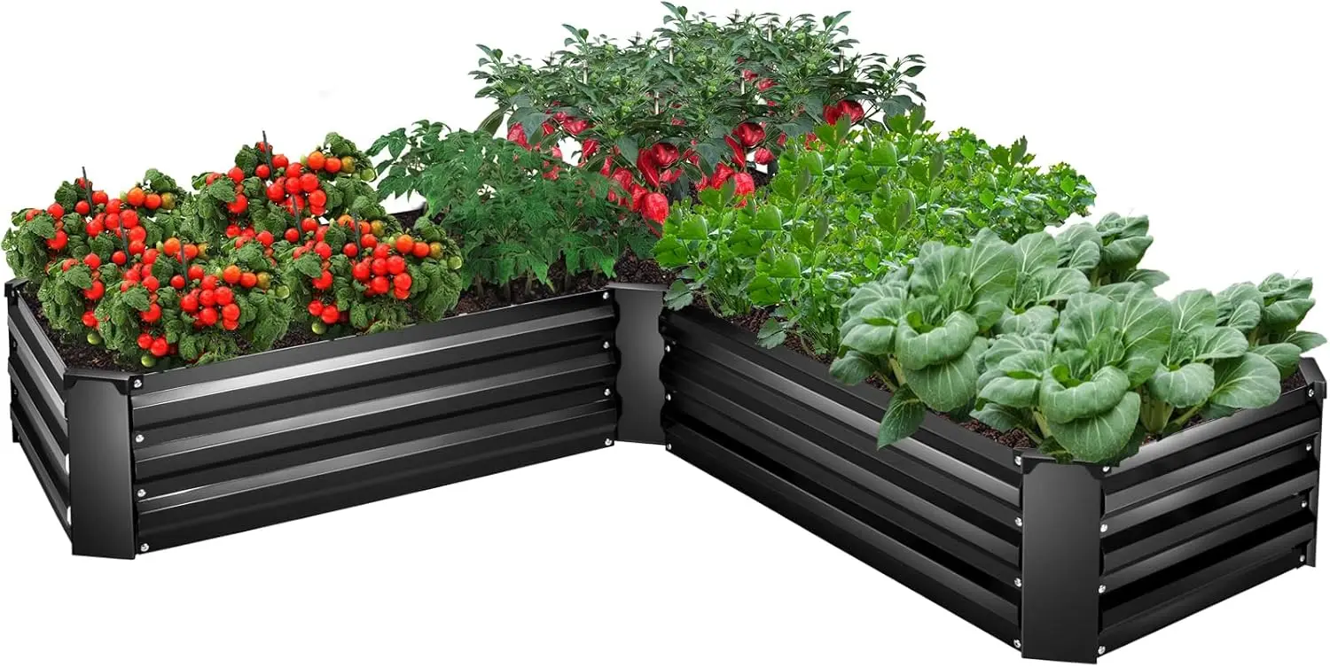 

5x5x1ft Galvanized Raised Garden Bed Kit for Outdoor Vegetables Flowers Herbs Easy Assembly Durable Metal Planter