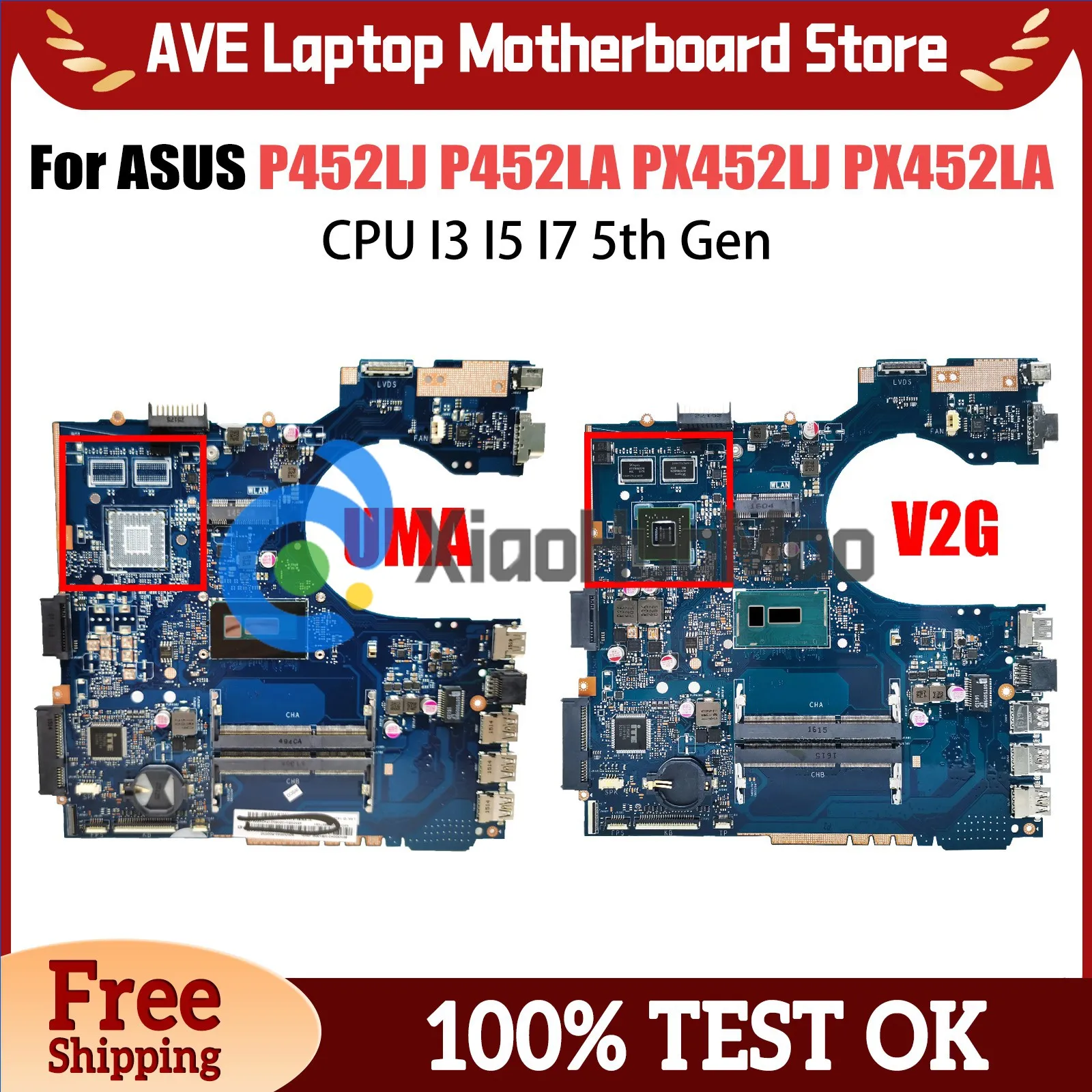 P452LJ Mainboard For ASUS P452LA PE452LA PRO452LA PRO452LJ PX452LJ PX452LA PE452LJ Laptop Motherboard I3 I5 I7 5th Gen