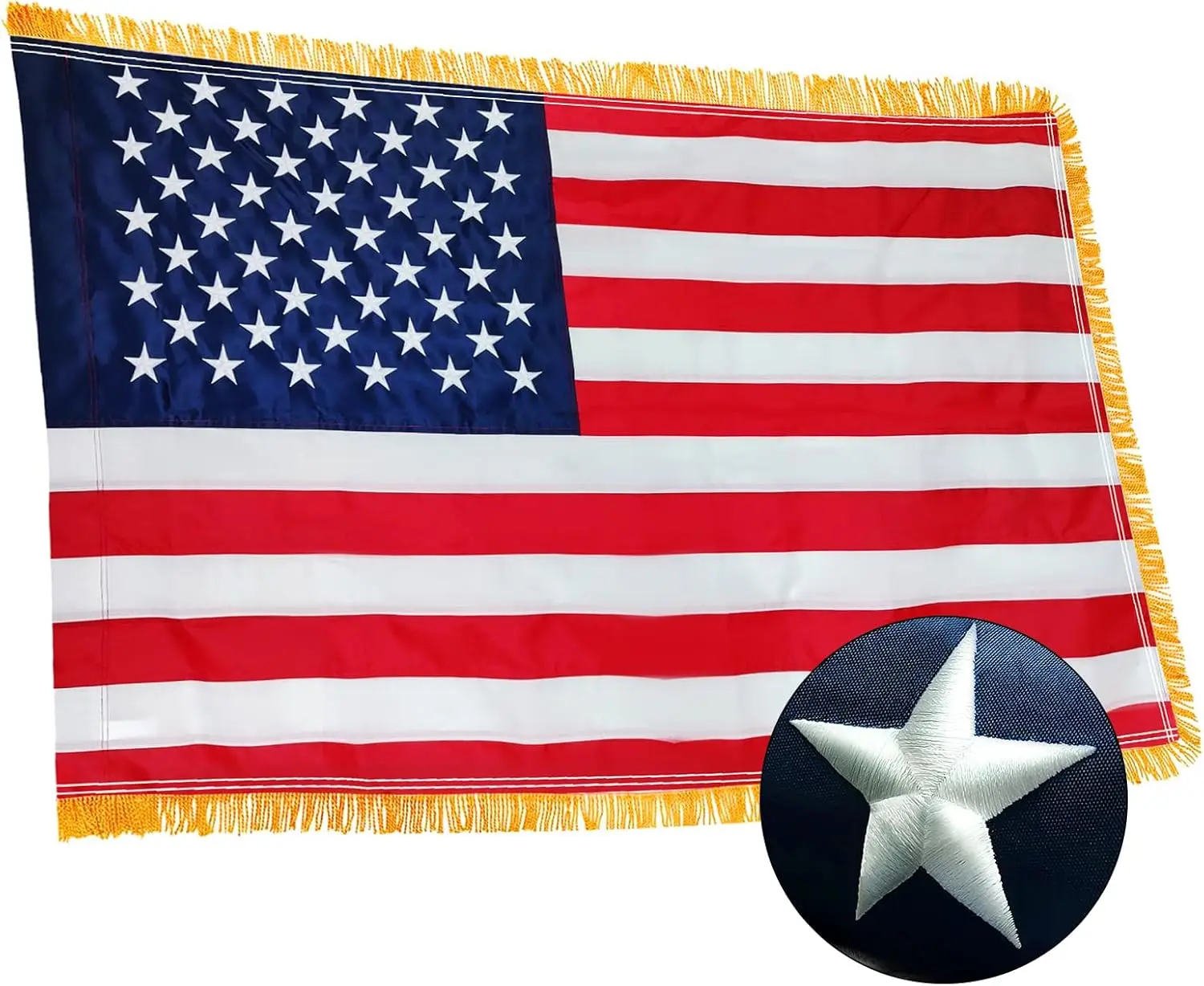 Flagnshow 210D Oxford cloth USA America Embroider Flags with tassel
