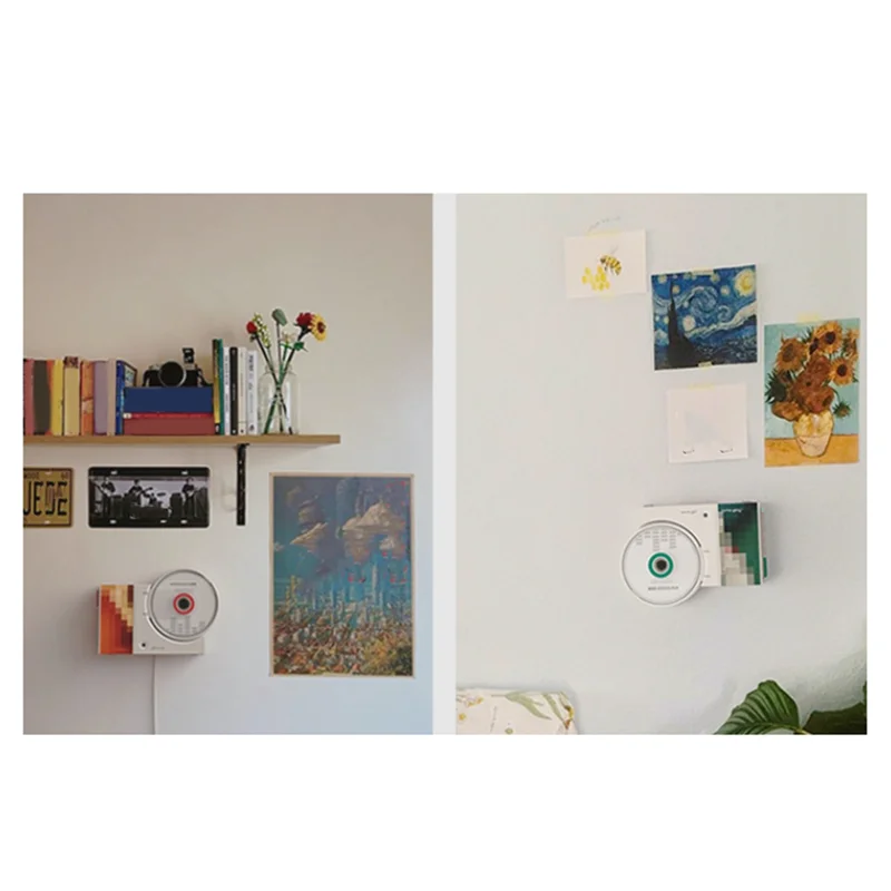 

JABS-Wall Mounted CD Music Player Remote Control Home Audio Speaker USB Bluetooth-Compatible AUX Input CD Music Player