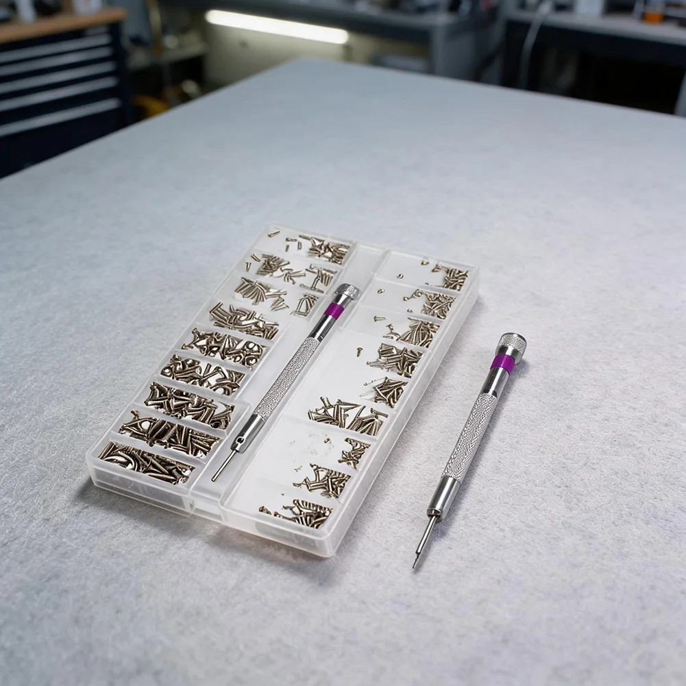 500Pcs 1.2 1.4 2mm Stainless Steel Self Tapping Miniature Screws Kit With Screwdriver For Glasses Watches Laptops Phone Repair T