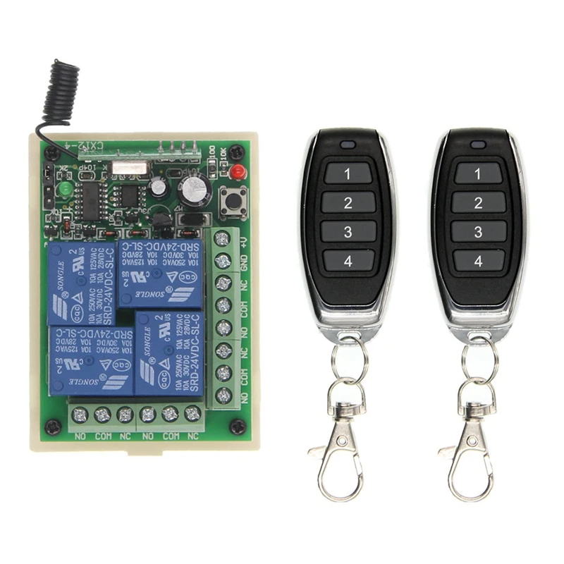 RF Wireless Remote Control Lamp Switch DC12V 24V 4CH Receiving Transmitter Used For Motor Computer Access Door Opening Power Off