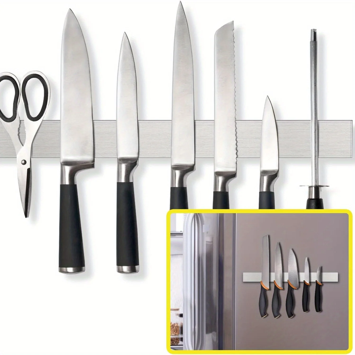 Magnetischer Messerhalter, Selbstklebende Edelstahl-Magnetleiste für Messer, 40cm, Ohne Bohren Montierbar, Passend für Alle Küchenmesser