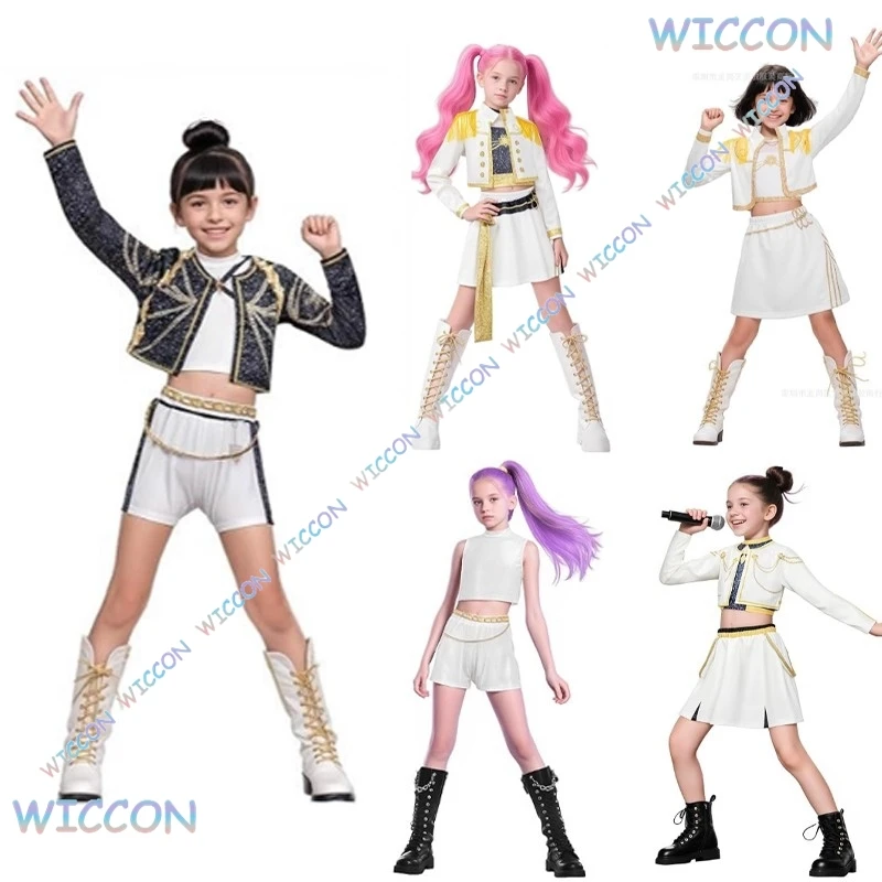 [أوهاكوس] ‌ ‌ ‌ أنيمي Kpop شيطان الاطفال هنتر تأثيري رومي زوي ميرا تأثيري بدلة كاملة الفتيات نمط الاطفال مرحلة الأداء الملابس قاعة