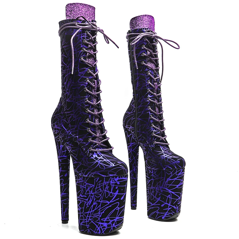 

Leecabe 23CM/9inches PU upper Sexy boots High Heels Platform stripper heel Pole Dance shoes