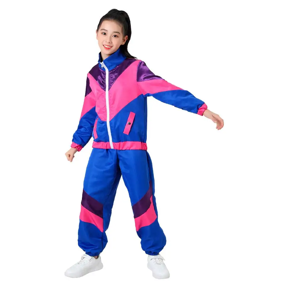 Ragazzi ragazze Retro discoteca Costume Cosplay bambini bambini abbigliamento sportivo giacca pantaloni fascia abiti Halloween Carnival Party Suit