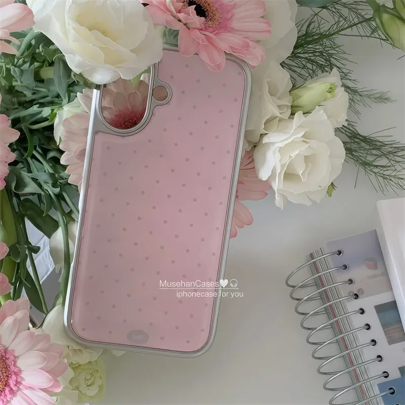 الكورية ins كريم الوردي البولكا نقطة الفن موضة الكرتون الإبداعية Y2K قضية الهاتف لسامسونج S 23 24 25 26 EDGE FE زائد الترا غطاء