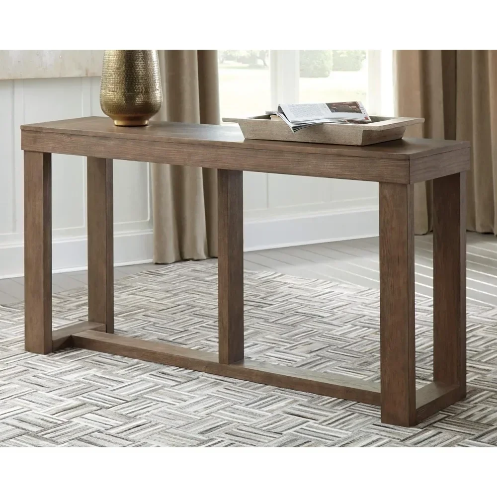 Cariton Contemporary Sofa Console Table, Grayish Brown