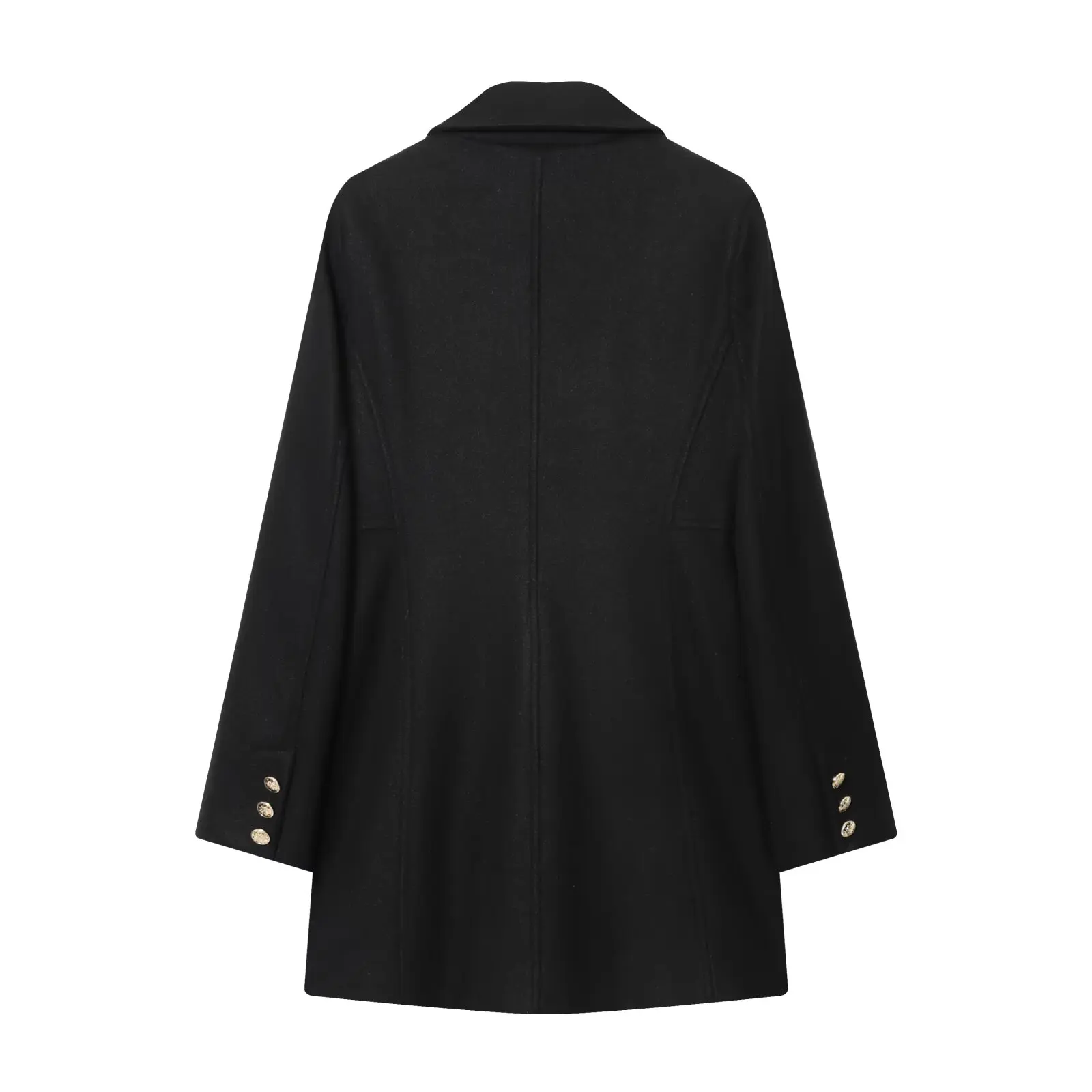 JNLEAOG Modny płaszcz damski z mieszanych włókien, dwurzędowy, jesień, nowość, poliester, długi rękaw