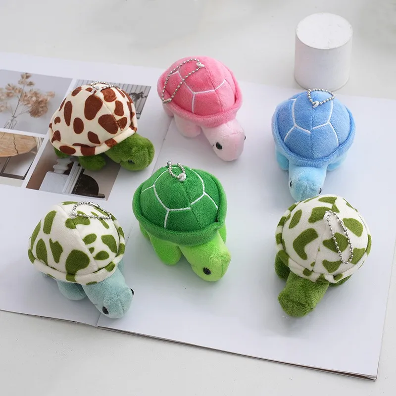 10cm Cute Mini Turtle Keychain Pendant Kawaii Stuffed Toy Doll Keyring Girl Woman Bag Pendant Plush Toys Car Key Chain Kids Gift