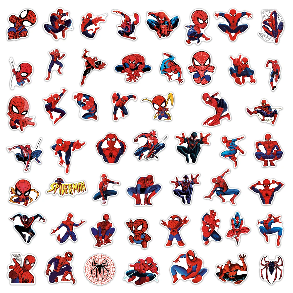 Disney-Spiderman Anime Adesivos para Crianças, Super Herói, Etiqueta legal dos desenhos animados, Etiqueta do telefone, Garrafa de água, Caderno, Decalques Graffiti, 10 pcs, 30 pcs, 50pcs