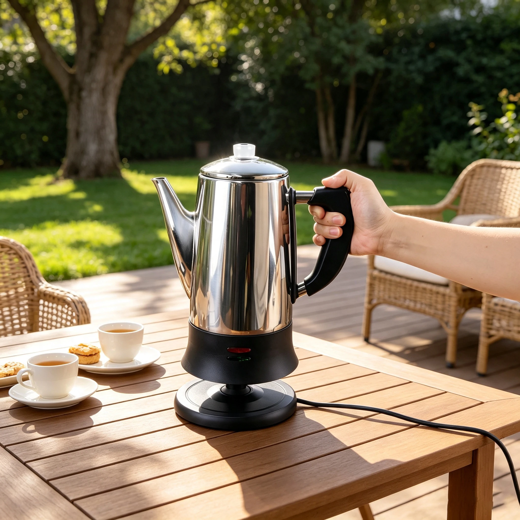 Stainless Steel Electric Coffee Percolator 1.8L 110V Power 12 Cup Coffee Pot Automatic Closing Reusable Filter Coffee Machine