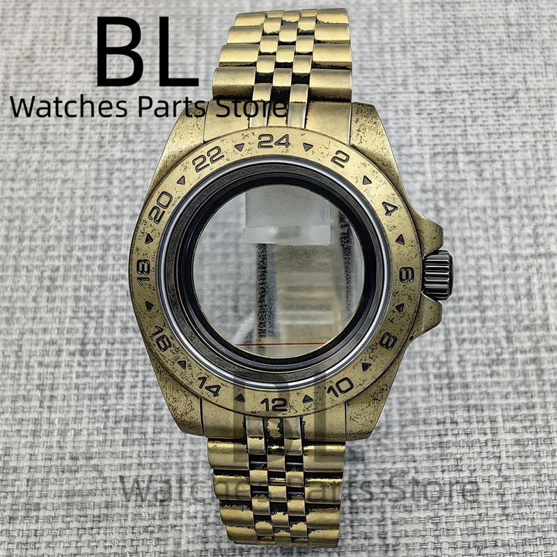 BLIGER 40mm Retro Bronze Watch Case With Bracelet Sapphire Glass Fit NH34 NH35 NH36 NH38 NH39 PT5000 ETA2824 Movement Watch Par