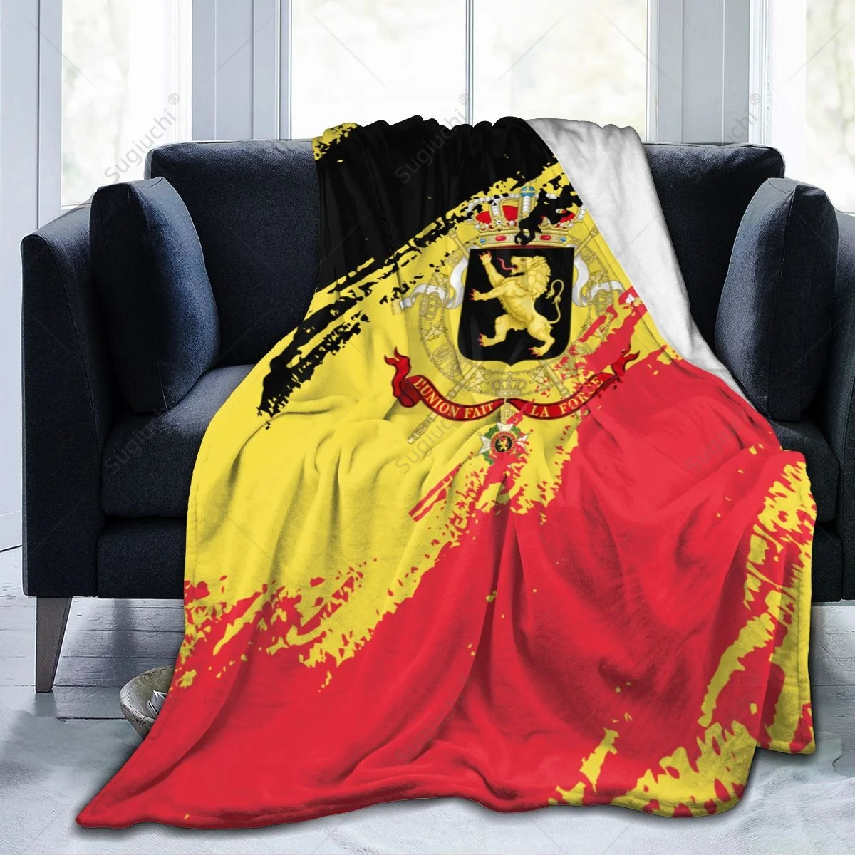 Blanket Belgium Flag Color Flannel Multifunction Camping Sofa Cover Keep Warm