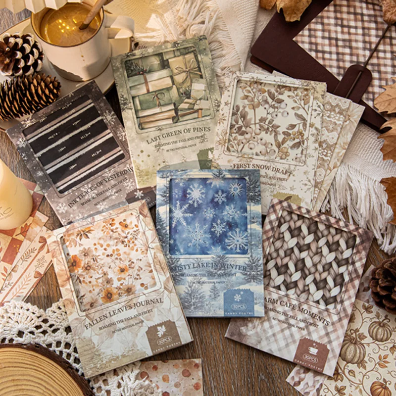 

Mr. Paper 3 Packs Autumn-Winter Wanderlust Series Kraft Paper Craft Paper for DIY Scrapbooking, Collage, Photo Frames, Album Dec