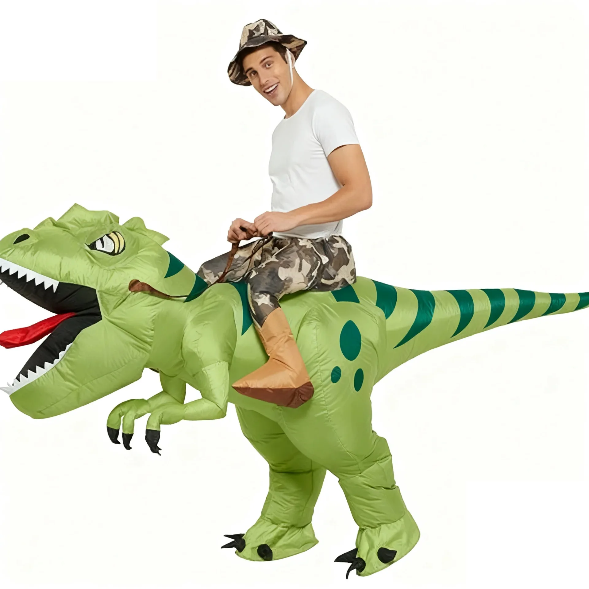 

Half-body Dinosaur Ride On Inflatable Costume Halloween T-Rex Triceratops Funny Party Outfit