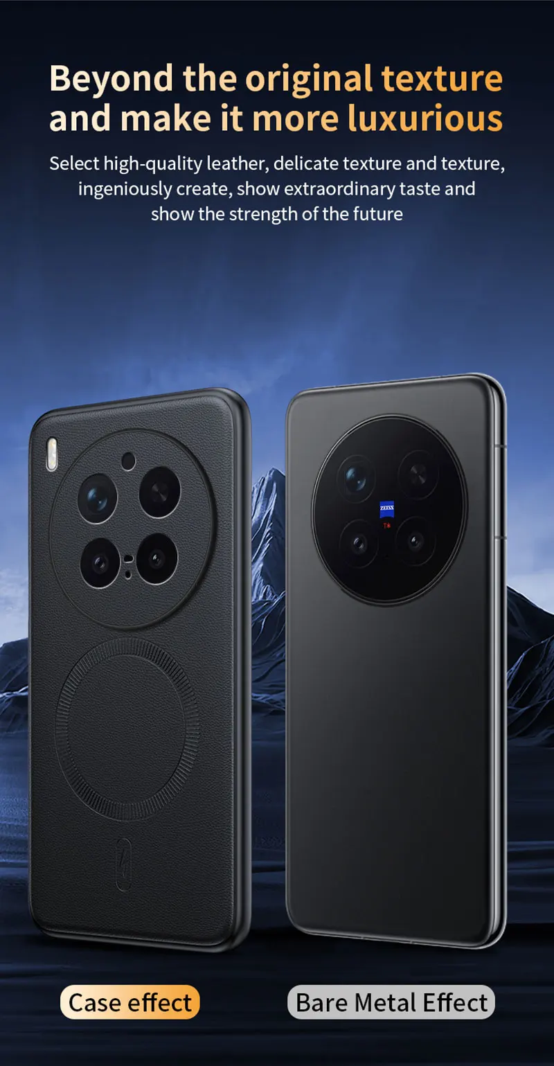 Für VIVO X300 Pro: Magnetische Schutzhülle aus Leder, Anti-Fingerabdruck, rutschfest, aus PC+TPU. – Detail 11
