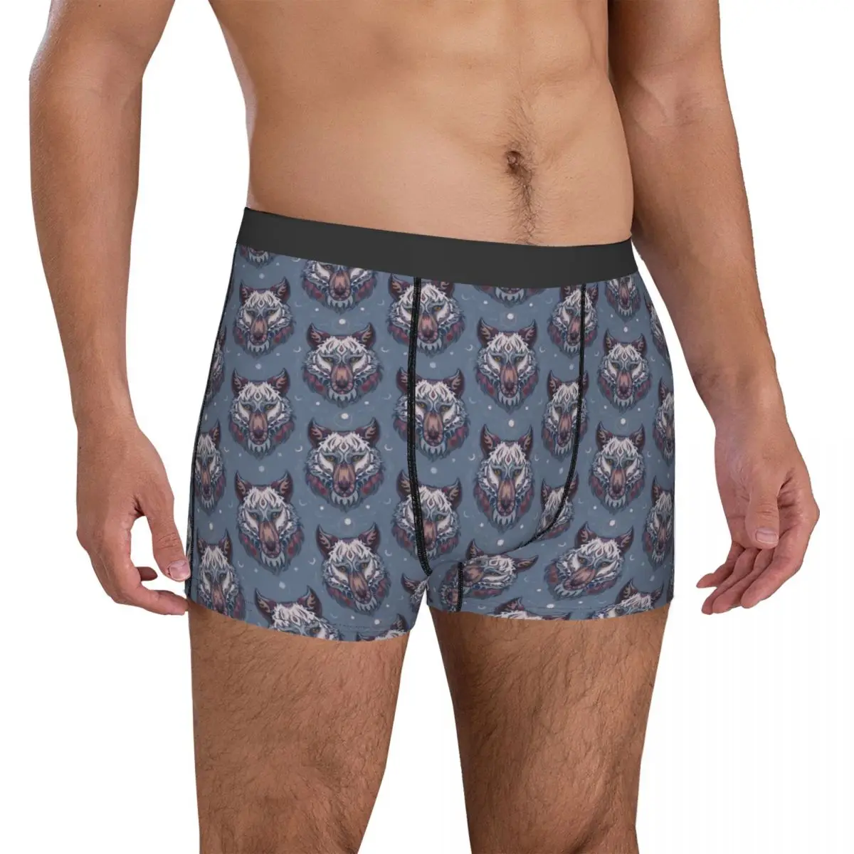 Heads Of Wolf Underwear Boho Animal Male Underpants Customs Sexy Boxershorts Trenky Shorts Briefs Large Size